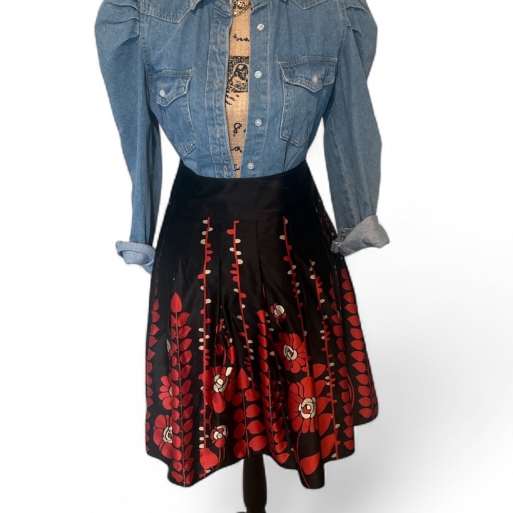 Floral Black and Red Skirt